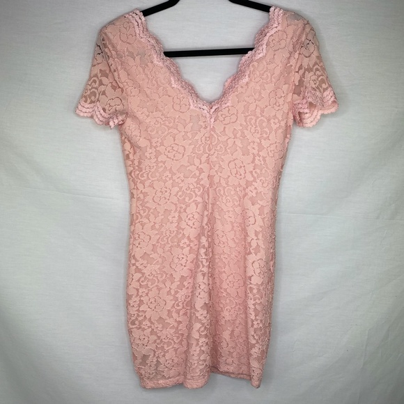Urban Outfitters Kimchi Blue Pink Lace Mini Dress - Picture 4 of 7